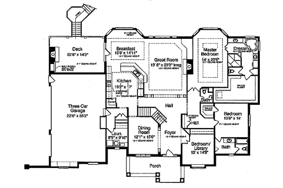 Floor Plan - Main Floor for Craftsman House Plan #46-114 - 4 bed, 3.5 bath