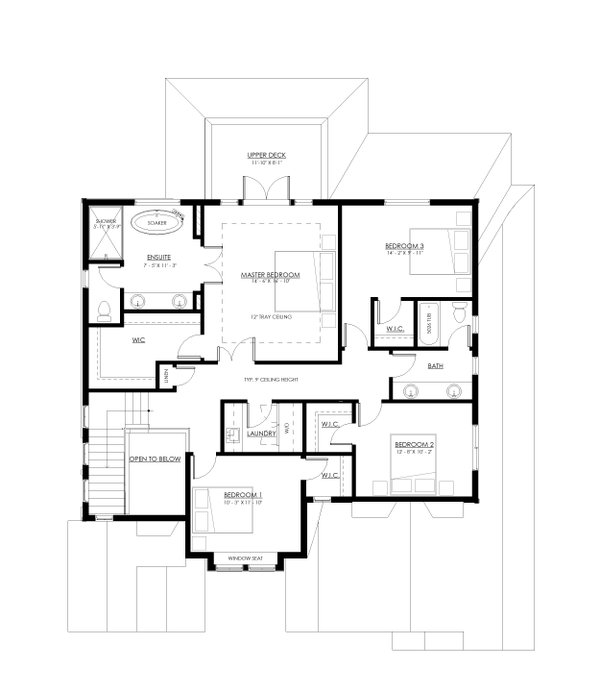 Architectural House Design - Traditional Floor Plan - Upper Floor Plan #1114-73