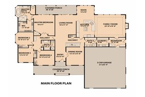 Floor Plan - Main Floor for Ranch House Plan #515-1 - 4 bed, 3 bath
