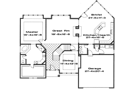 Floor Plan - Main Floor for Traditional House Plan #6-187 - 4 bed, 3.5 bath