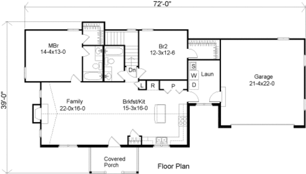 Architectural House Design - Ranch Floor Plan - Main Floor Plan #22-511