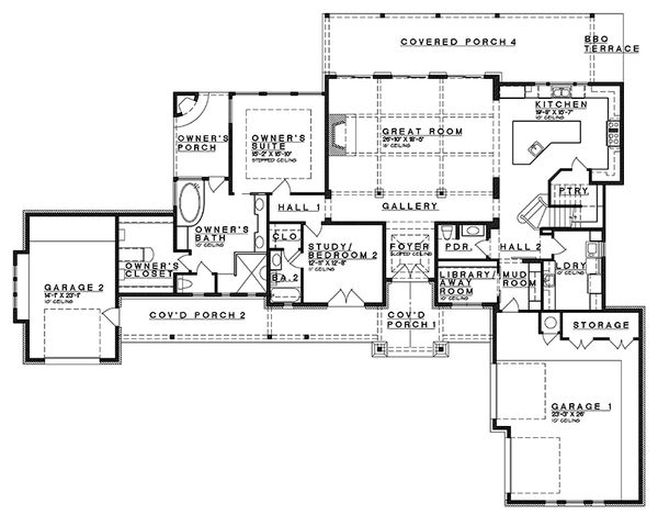 House Design - Craftsman Floor Plan - Main Floor Plan #935-11