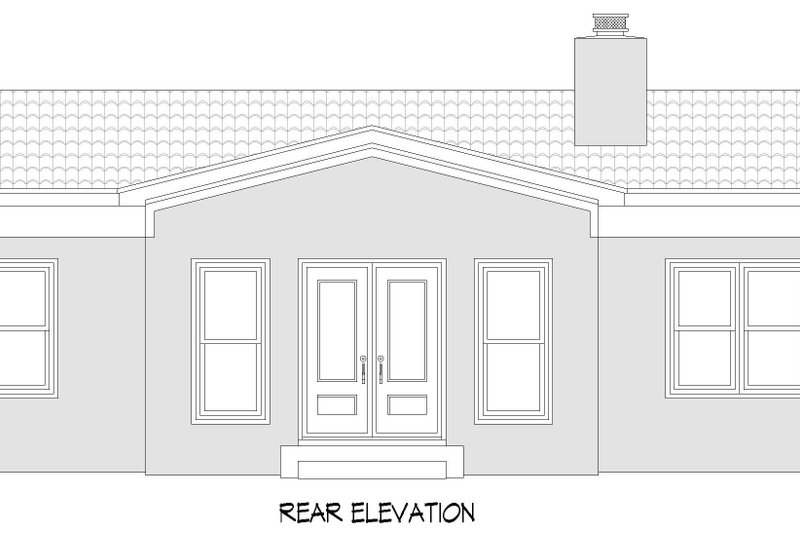 House Blueprint - Exterior - Rear Elevation for Southern House Plan #932-1257 - 2 bed, 2 bath