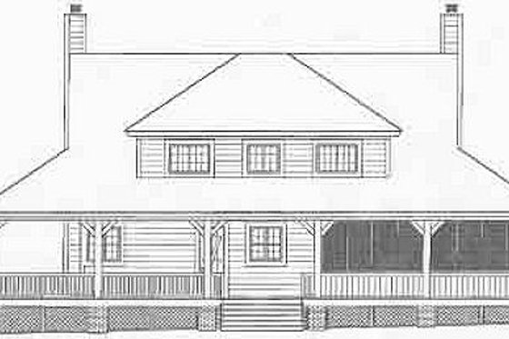 Exterior - Rear Elevation for Farmhouse House Plan #81-495 - 3 bed, 2.5 bath