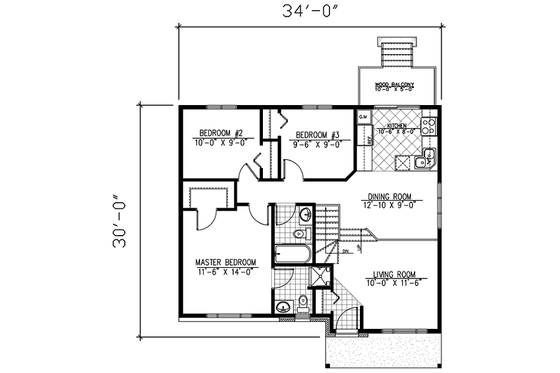 Floor Plan - Main Floor for Traditional House Plan #138-184 - 3 bed, 2 bath