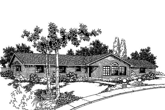 Exterior - Front Elevation 3 for Ranch House Plan #60-788 - 3 bed, 2 bath