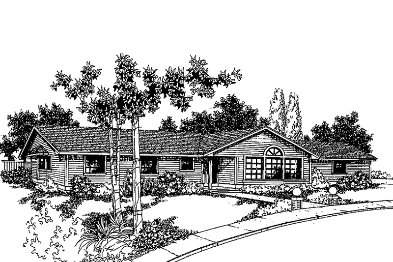 House Blueprint - Exterior - Front Elevation 3 for Ranch House Plan #60-788 - 3 bed, 2 bath