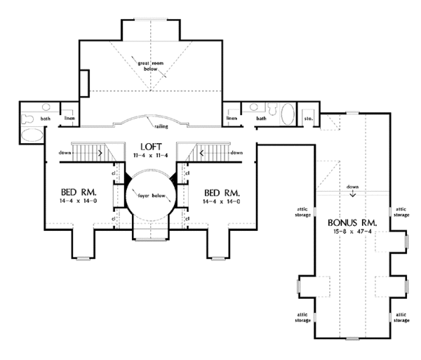 Home Plan - Classical Floor Plan - Upper Floor Plan #929-442