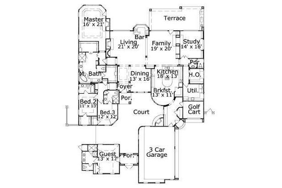 Floor Plan - Main Floor for European House Plan #411-846 - 4 bed, 4.5 bath