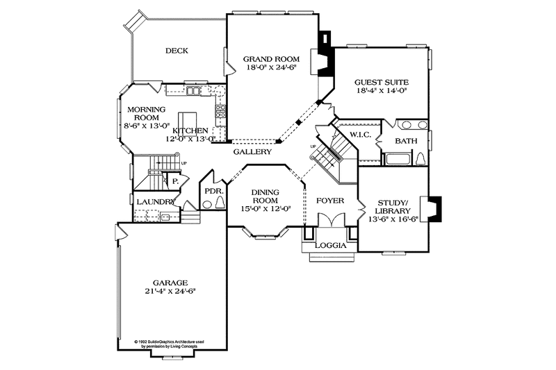 Architectural House Design - Floor Plan - Main Floor for European House Plan #453-379 - 4 bed, 3.5 bath