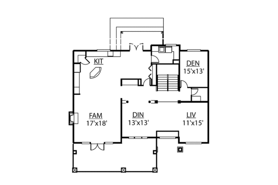 Floor Plan - Main Floor for Craftsman House Plan #951-18 - 3 bed, 2 bath