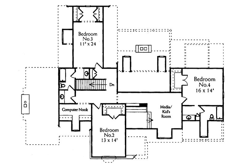 Dream House Plan - Floor Plan - Upper Floor for Country House Plan #429-337 - 4 bed, 3.5 bath