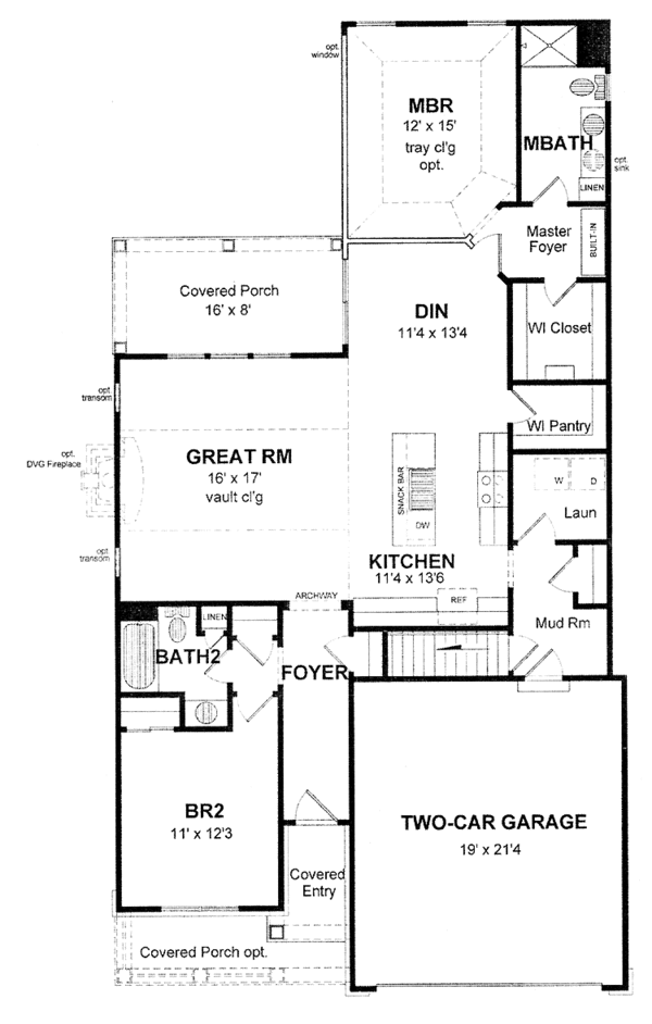 House Design - Ranch Floor Plan - Main Floor Plan #316-253