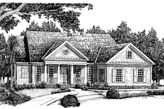Exterior - Front Elevation 3 for Classical House Plan #927-352 - 3 bed, 2.5 bath