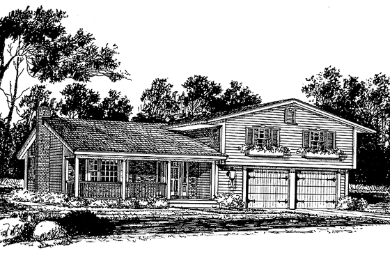 Exterior - Front Elevation 3 for Contemporary House Plan #315-123 - 4 bed, 2.5 bath