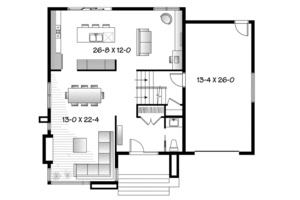 Floor Plan - Main Floor for Contemporary House Plan #23-2585 - 3 bed, 1.5 bath