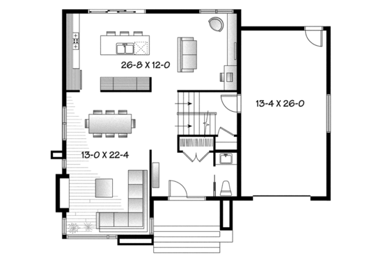 Floor Plan - Main Floor for Contemporary House Plan #23-2585 - 3 bed, 1.5 bath