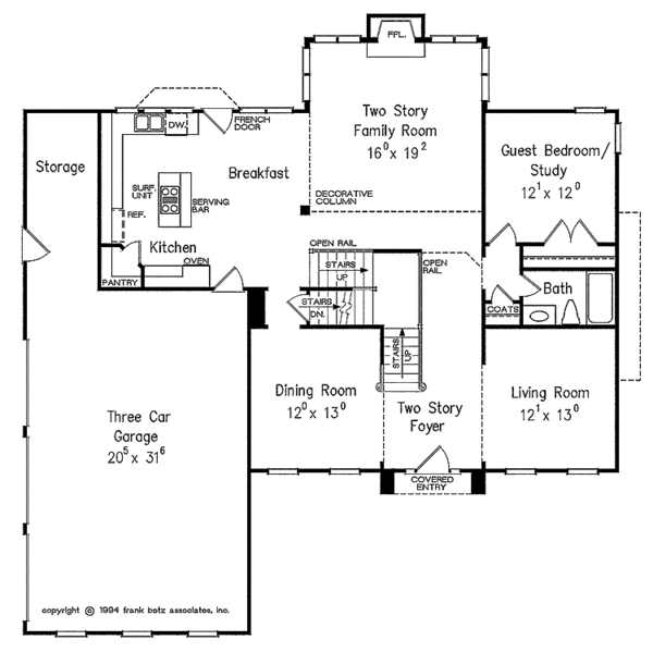 Home Plan - Colonial Floor Plan - Main Floor Plan #927-223