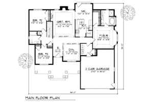 Floor Plan - Main Floor for Traditional House Plan #70-212 - 3 bed, 2 bath