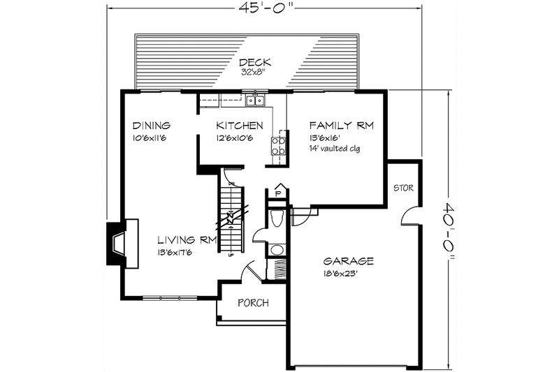 Home Plan - Floor Plan - Main Floor for Prairie House Plan #320-1140 - 3 bed, 2.5 bath