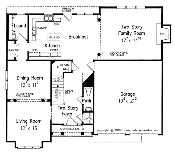Architectural House Design - Colonial Floor Plan - Main Floor Plan #927-919