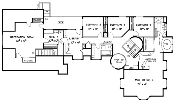 Home Plan - Tudor Floor Plan - Upper Floor Plan #60-796
