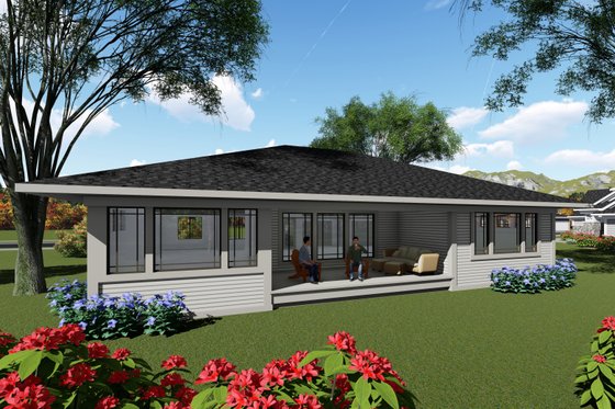 Exterior - Rear Elevation for Modern House Plan #70-1417 - 2 bed, 2 bath