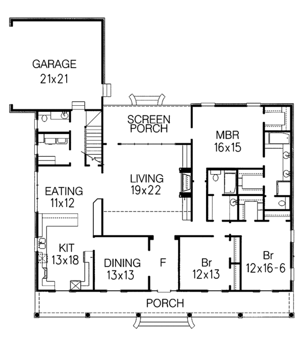 House Design - Colonial Floor Plan - Main Floor Plan #15-305