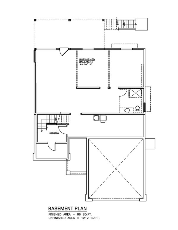 Architectural House Design - Floor Plan - Lower Floor for Craftsman House Plan #1100-106 - 3 bed, 2 bath