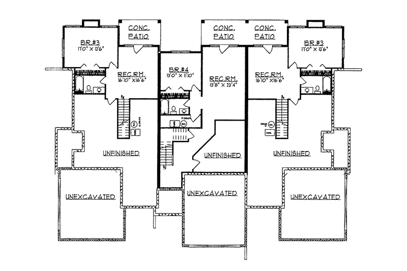 Home Plan - Floor Plan - Lower Floor for Traditional House Plan #70-1346 - 7 bed, 6 bath