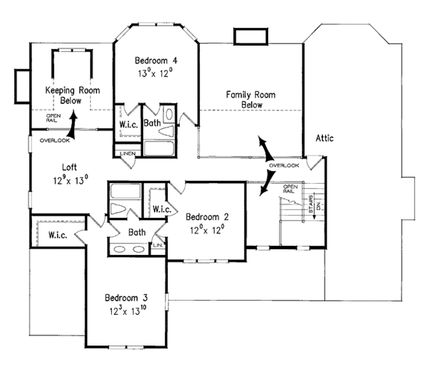 House Plan Design - Country Floor Plan - Upper Floor Plan #927-883