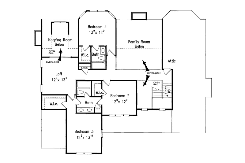 House Blueprint - Floor Plan - Upper Floor for Country House Plan #927-883 - 4 bed, 3 bath
