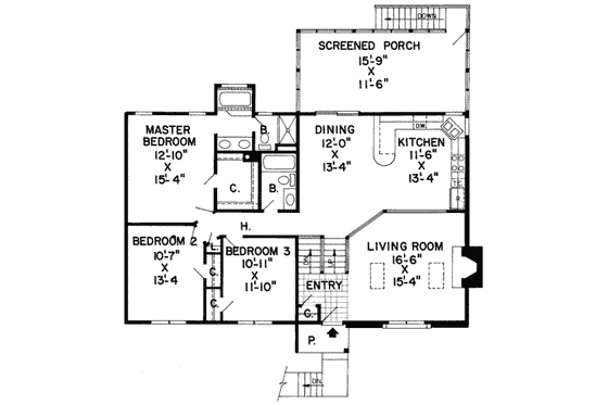 Floor Plan - Main Floor for Modern House Plan #312-459 - 4 bed, 2.5 bath