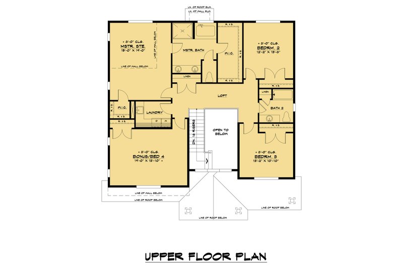 House Blueprint - Floor Plan - Upper Floor 4 for Craftsman House Plan #1066-152 - 4 bed, 3 bath