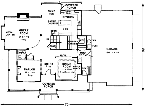 Architectural House Design - Victorian Floor Plan - Main Floor Plan #966-80