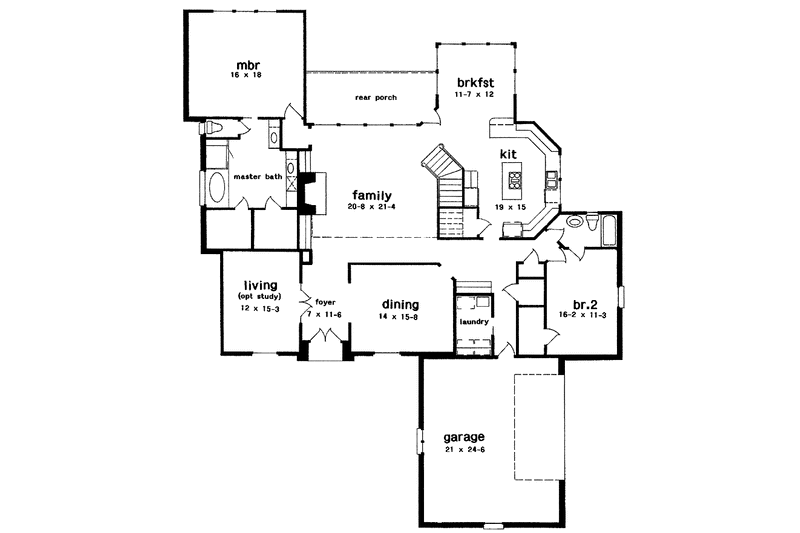 Dream House Plan - Floor Plan - Main Floor for Country House Plan #301-127 - 4 bed, 3.5 bath