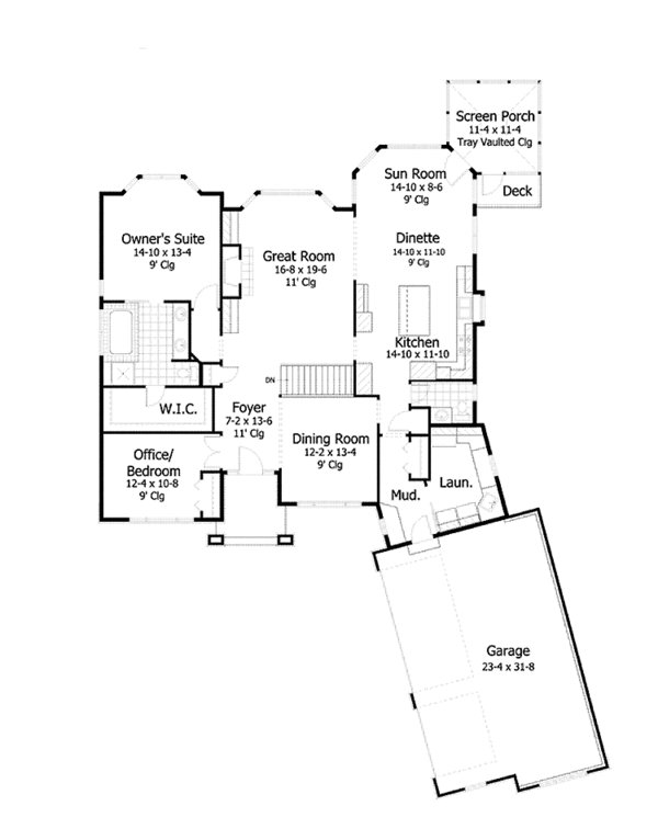 House Plan Design - European Floor Plan - Main Floor Plan #51-1070