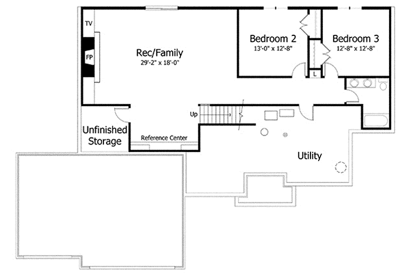 Home Plan - Floor Plan - Lower Floor for Craftsman House Plan #51-982 - 3 bed, 2.5 bath