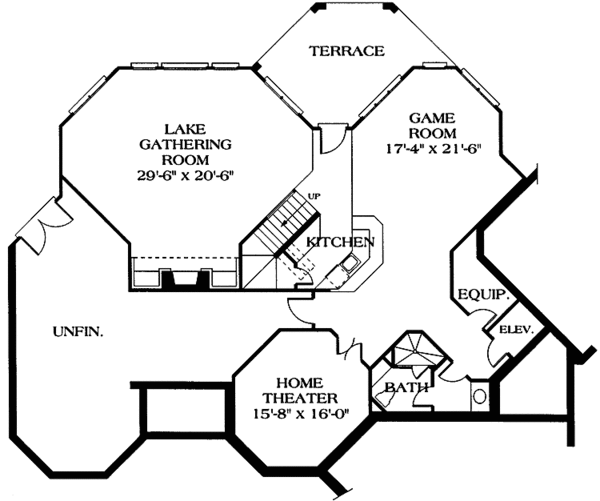 Architectural House Design - Mediterranean Floor Plan - Lower Floor Plan #453-201