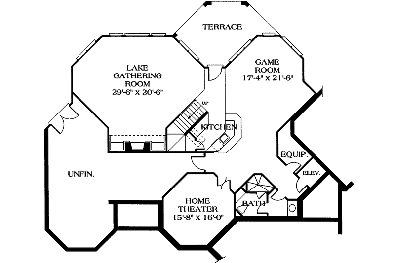 Architectural House Design - Floor Plan - Lower Floor for Mediterranean House Plan #453-201 - 4 bed, 5.5 bath
