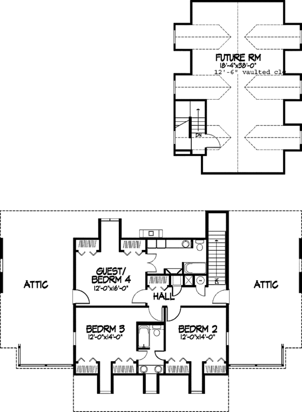 Architectural House Design - Colonial Floor Plan - Upper Floor Plan #320-965