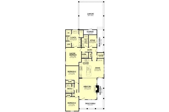 Floor Plan - Main Floor for Farmhouse House Plan #430-86 - 3 bed, 2.5 bath