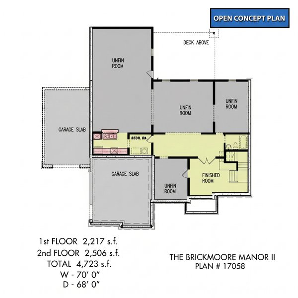 House Plan Design - Floor Plan - Lower Floor for Craftsman House Plan #54-726 - 5 bed, 3 bath