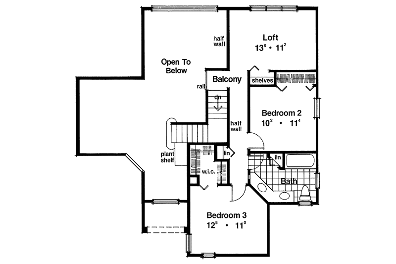 Home Plan - Floor Plan - Upper Floor for Mediterranean House Plan #417-507 - 3 bed, 2.5 bath