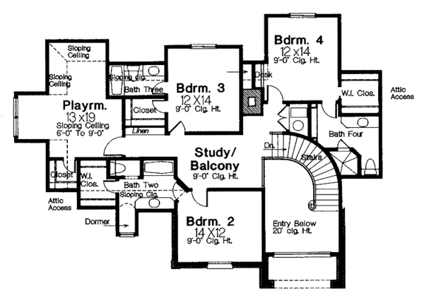 Architectural House Design - Country Floor Plan - Upper Floor Plan #310-1032