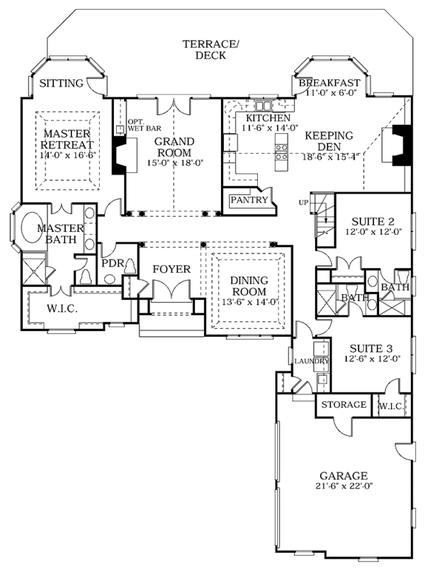 Architectural House Design - Traditional Floor Plan - Main Floor Plan #453-138