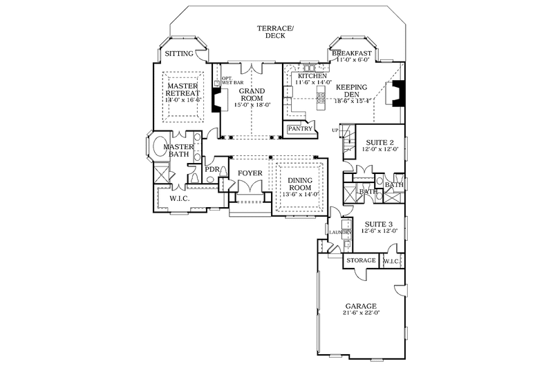 Dream House Plan - Floor Plan - Main Floor for Traditional House Plan #453-138 - 3 bed, 3.5 bath