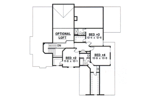 Floor Plan - Upper Floor for Traditional House Plan #67-419 - 4 bed, 3.5 bath