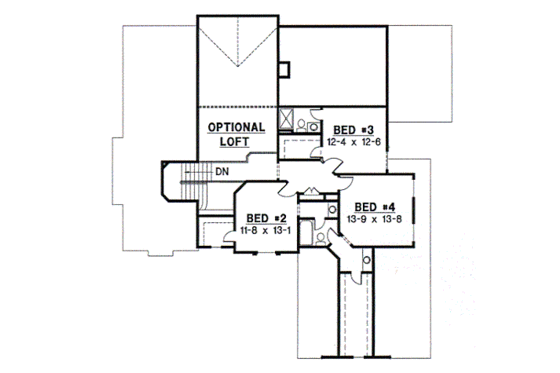 Floor Plan - Upper Floor for Traditional House Plan #67-419 - 4 bed, 3.5 bath