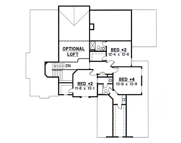 Traditional Floor Plan - Upper Floor Plan #67-419